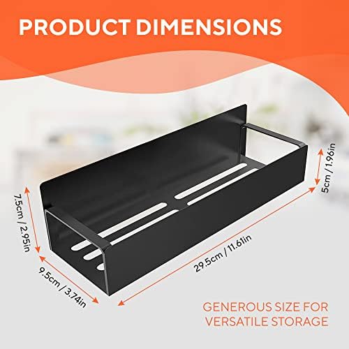 2 Pack Magnetic Shelves for Washing Machine, Laundry Organizer and Storage, Magnetic Spice Rack for Refrigerator, Holds 12 pounds each, Black Steel