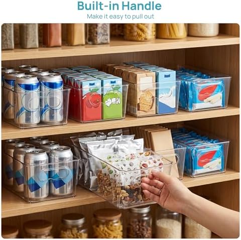 6pcs Clear Storage Bins with Handles