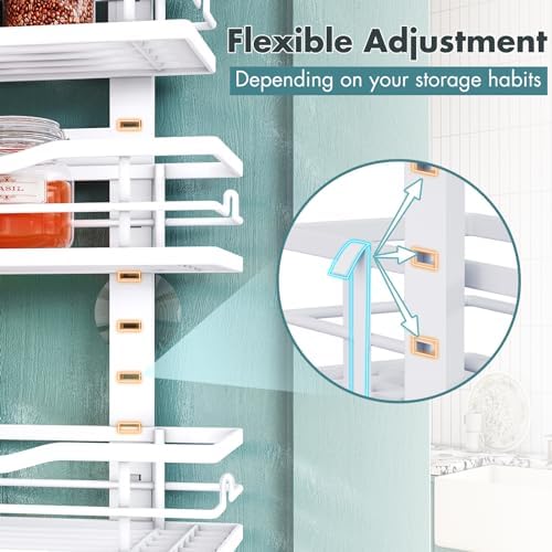 Over The Door Pantry Organizer，9-Tier Over The Door Organizer with Adjustable Basket，Metal Hanging Pantry Organizers and Storage for Kitchen, Back of Door Seasoning Rack