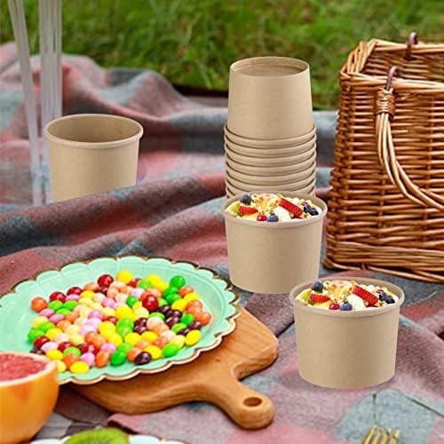 Wuadua 12 oz Disposable Kraft Paper Soup Containers with Lids- 25 Pack - Image 6