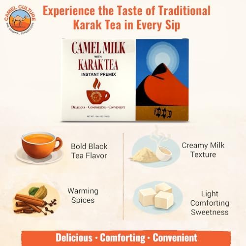 Camel Culture Instant Karak Tea Premix -12 Single Serve Instant Tea Sachets - Image 4