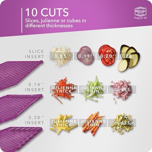 Börner Mandoline Slicer V5 (Starter Set) • Vegetable V-Slicer for Slices, Sticks & Dices in Various Sizes • With Stainless Steel V-Blade • Adjustable Kitchen Slicer • Color: Purple - Image 3