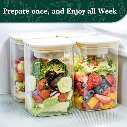 39oz Large Glass Salad Jars with Lids, Meal Prep Containers, 5pcs