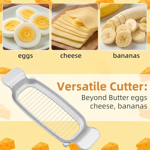 Butter & Cheese Slice Cutter - Stainless Steel Multipurpose Butter and Cheese Cutter Slicer for Evenly Slicing Butter Blocks, Cheeses, Eggs, Non-Stick，Compact & Portable for Home, BBQ, Camping - Image 3