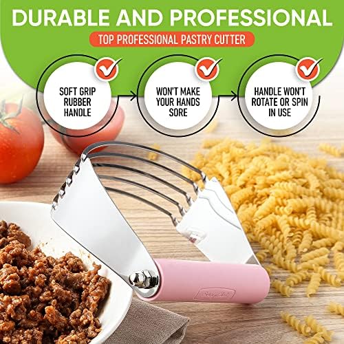 Spring Chef Large Dough Blender For Baking - Pro Pastry Blender - Pink - Image 5