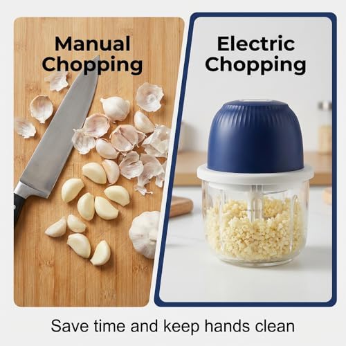 Electric Garlic Chopper, Portable Mini Food Processor, Upgrade Cordless Chopper for Home Cooking, Rechargeable Onion Chopper for Kitchen Users (1) - Image 3