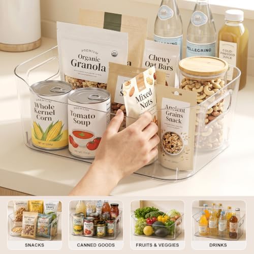 18 Pack Clear Plastic Storage Bins Pantry Organizers for Kitchen Bathroom