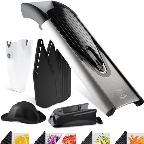 Börner Mandline Slicer V6 (Profi Set) • Stainless Steel Slicer with V-Blade • Adjustable Vegetable Slicer for Vegetables & Fruits • Slices, Strips & Dices in Various Thicknesses • Grater by B%C3%B6rner