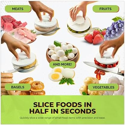 Bagel Slicer & Multi-Use Food Cutter | Ideal for Tomatoes, Strawberries, Grapes, Meat, Chicken, Eggs, & Vegetables with Non-Slip Holder for Stable, Easy Slicing - Dishwasher Safe - White