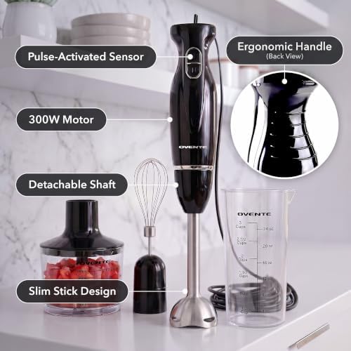 Electric Hand Blender Set with 2 Mixing Speeds, Black HS565B