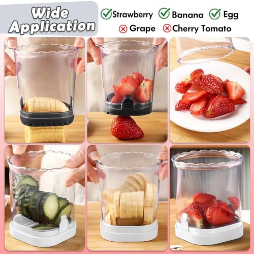 Creative Strawberry Slicer, Detachable Cutter with Push Plate (Black+White) - Image 6