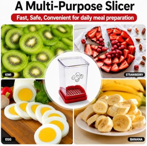 Fruit Cutter and Chopper – Cup Slicer for Strawberry, Grape, Banana, Mushroom, Kitchen Gadget for Fruits and Vegetables, Compact Slicing Tool (3 Packs)