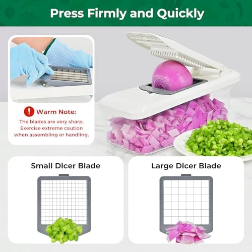 Vegetable Chopper Mandoline Slicer, 6 Blade Chopper, 10-in-1 Gray