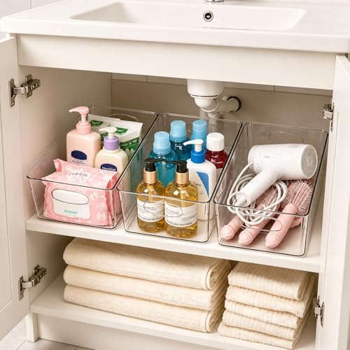 5 Pack Clear Plastic Pantry Organizers and Storage with Handles