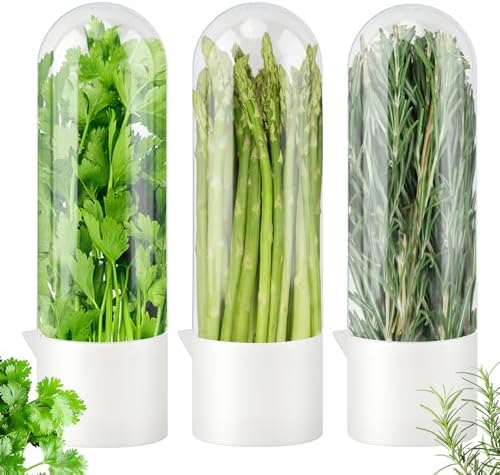 3 Pack Herb Keeper for Refrigerator, Fresh Herb Saver for Cilantro, Parsley