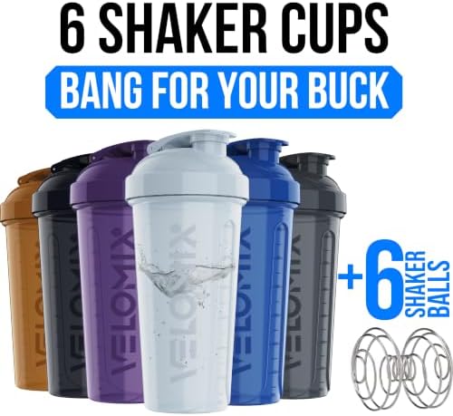 VELOMIX 6 Pack 28oz Protein Shaker Bottle for Protein Mixes, Elemental Mix - Image 2