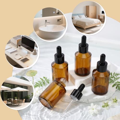 Segbeauty 2oz Amber Glass Dropper Bottles for Travel Toiletries, 4pcs Small Refillable Perfume Oil Bottles with Dropper, 60ml Travel Eye Droppers, Cosmetic Liquids Serum Container with Transfer Tool - Image 5