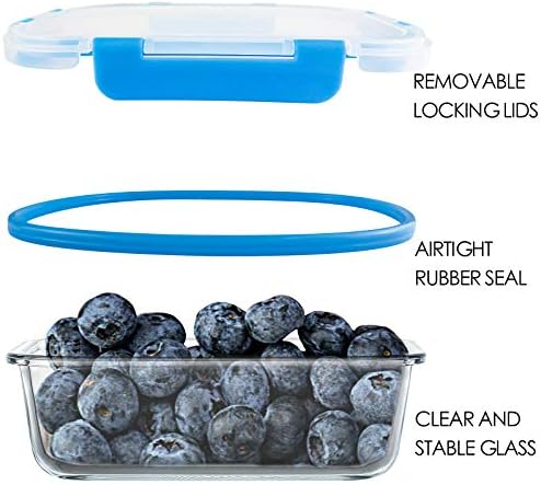 Glass Meal Prep Glass Containers with Lids, Glass Lunch Box, 5-Pack, 34 OZ