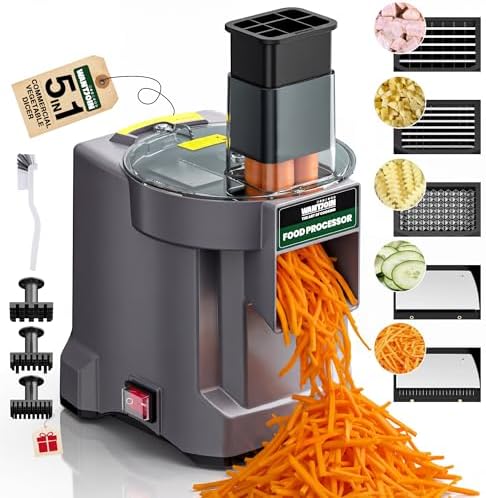 5 in 1 Electric Vegetable Chopper - Multifunctional Commercial Vegetable Dicer Food Fruit Processor Stainless Steel Blades for Slicing(2.5mm), Dicing(8/12mm), Chopping(2.5mm),Shredding