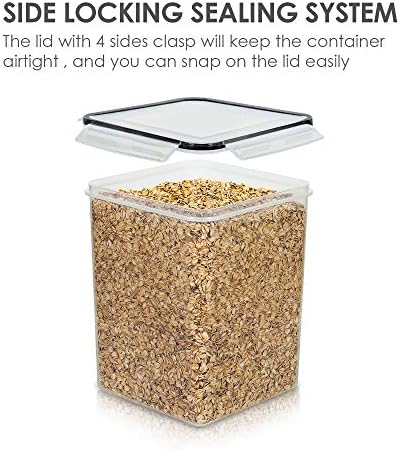 5.2L Flour Sugar Storage Containers, 4 PCS, Black