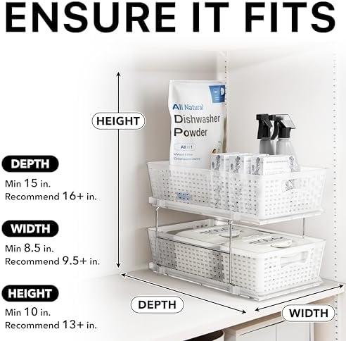 2 Tier Pull-Out Sliding Drawer Under Sink Storage, Clear