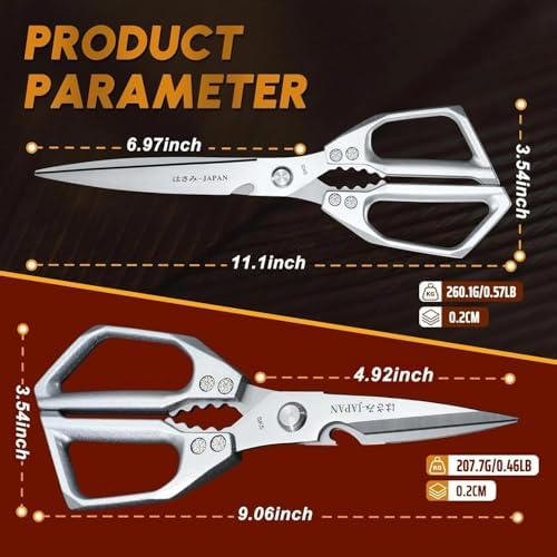 Heavy Duty Kitchen Shears, 2 Pack Japanese Steel Kitchen Scissors