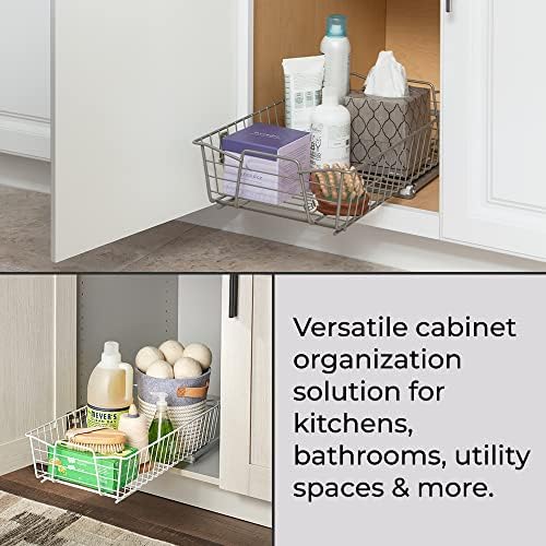 ClosetMaid Pull Out Cabinet Organizer, Heavy Duty, Slide Out Pantry Shelves Drawers for Kitchen, Bathroom, 5.25" H x 11.13" W x 20" D, White