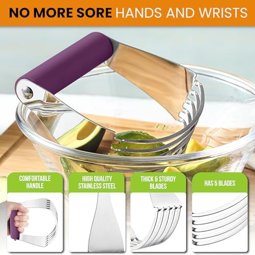 Spring Chef Large Dough Blender For Baking - Durable Pastry Blender, Purple - Image 4