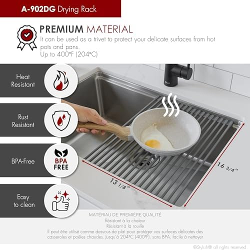 Workstation Kitchen Sink Accessories Kit. Includes: Colander, Drying Rack and Cutting Board for 17 inches sink opening, A-919KIT