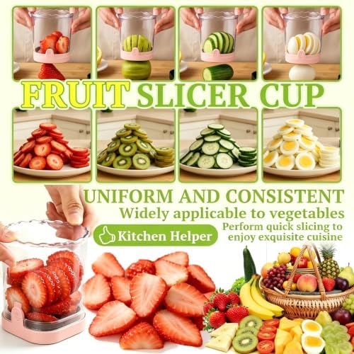 Hendiy Strawberry Slicer with Stainless Steel Blades | Egg & Fruit Slicer Cup for Banana, Cucumber, Mushroom | ABS Detachable Kitchen Gadget - Precision Berry Cutter Tool (1-Pack) - Image 4