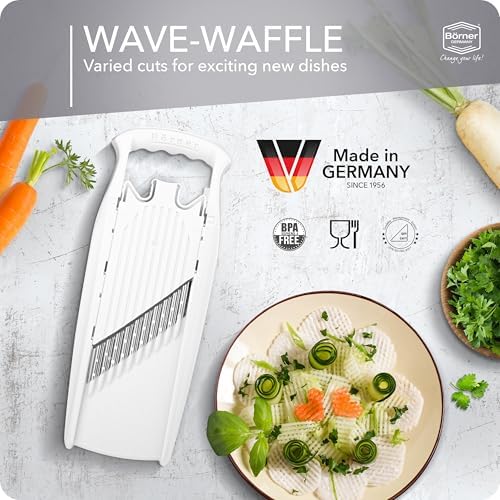 Börner by Reston Lloyd Wave-Waffle Power Line • Crinkle Cut/Spirelli Vegetable Slicer • Slicer for Wave Waffle Cut Style • Multiple Thickness Options • Made in Germany, White - Image 3
