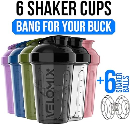 6 Pack 20oz Protein Shaker Bottle for Protein Mixes, Muted Contrast