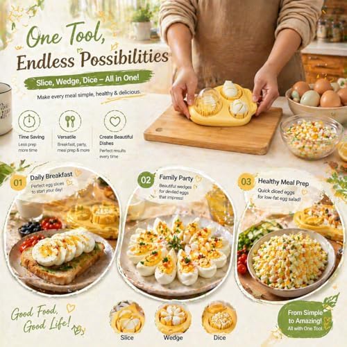 JAYVAR Egg Slicer for Hard Boiled Eggs with 3 Slice Modes for Egg Chopper - Image 3