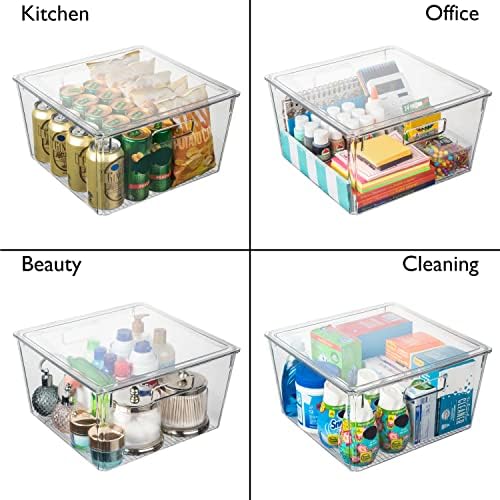 Plastic Storage Bins with Lids, Pantry Organizer, XL, 8 Pack
