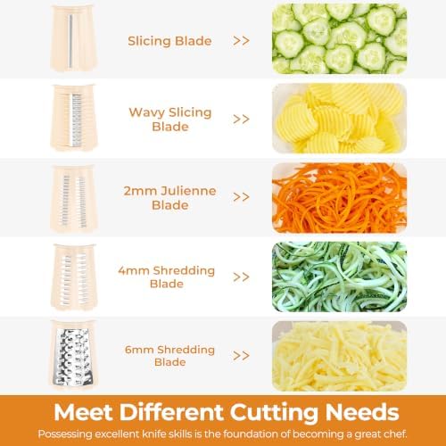 Rotary Cheese Grater, Large Vegetable Food Shredder, 5 Blades