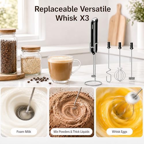 InstaWhisk Upgraded Milk Frother with Variable Speed - Rechargeable Handheld Coffee Frother Wand with Detachable Whisks, Electric Drink Mixer for Latte, Cappuccino, Matcha, Almond Milk, Protein, White - Image 5