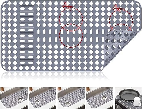 Upgraded Silicone Sink Mat 28"x14" Sink Protectors for Kitchen Sink with Rear Drain/Center Drain,Sink Rack for Bottom of Sink, Kitchen Sink Mats for Bottom of Stainless Steel/Porcelain Sink