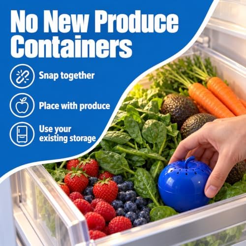 Produce Saver Ethylene Gas Absorber - Fresh Fruit & Vegetable Storage for Refrigerator Crisper, Shelves & Fruit Bowls, Produce Keeper, Fruit Saver, Kitchen Must Haves, BPA-Free - 2-Pack