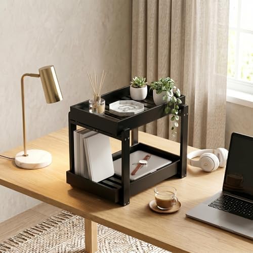 Bamboo Under Sink Storage 2 Tier Pull Out Cabinet Organizer