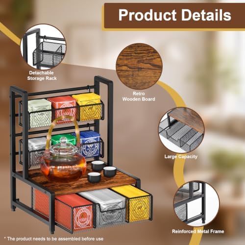 Tea Bag Organizer, 3 Tier Tea Organizers and Storage
