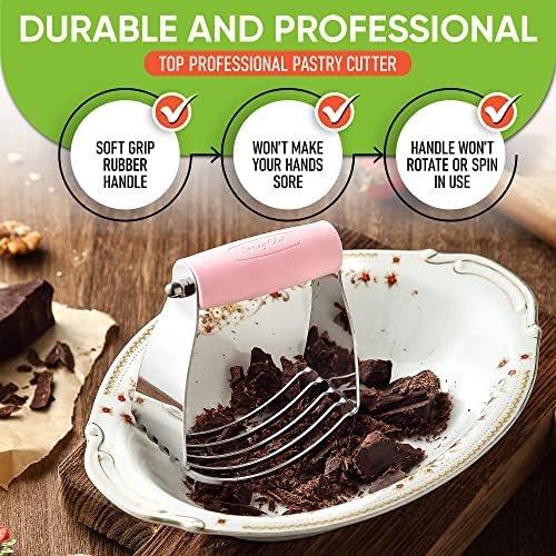 Spring Chef Medium Dough Blender Hand Tool - Pastry Cutter - Pink Lemonade - Image 5