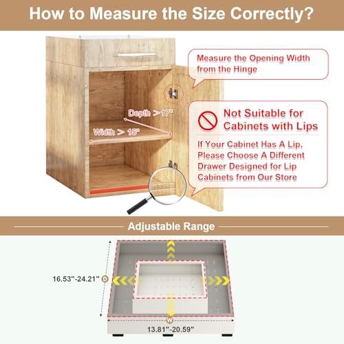 Pull out Cabinet Organizer,14"-21"W,17"-24"D,Expandable,Adhesive