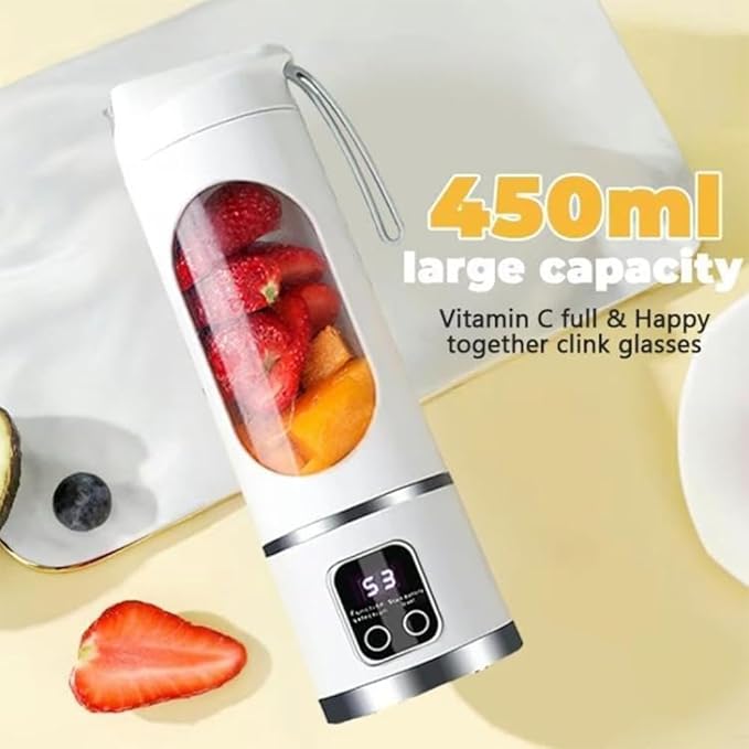 Digital Multimode Juicer Blender - Smart LED Display, Diet-Friendly，Leak Proof Design for Smoothies Liquid Diet, Shakes & Food, 12 Blades | 3-Speed 450ml Portable Blender (Purple)