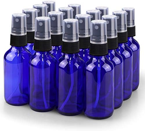 Wedama Spray Bottle, 2 oz Fine Mist Glass Spray Bottles, Little Refillable Liquid Containers for Watering Flowers Cleaning (16 Pack, Blue) by Wedama