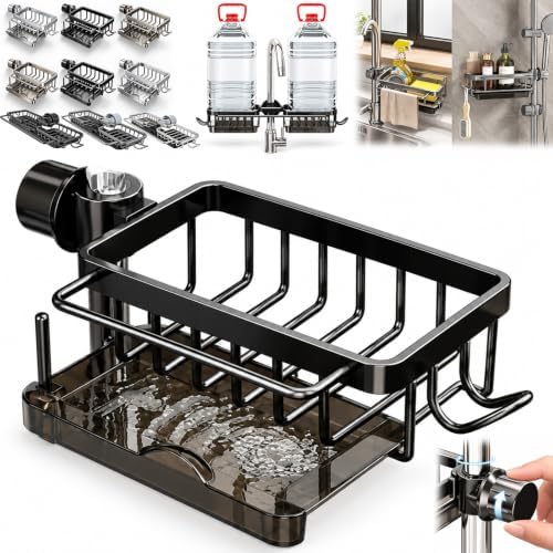 Sink Organizer Rack Hanging Faucet, Hanging Faucet Drain Rack，Black：Right