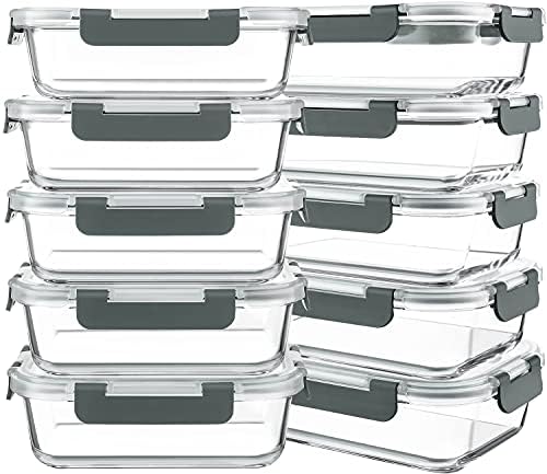 10 Packs 30 oz Glass Meal Prep Containers with Lids