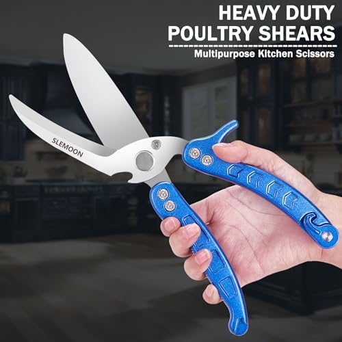 Kitchen Shears Heavy Duty, Poultry Shears, Safety Lock, Blue