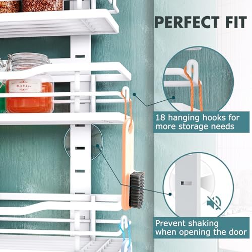 Over The Door Pantry Organizer，9-Tier Over The Door Organizer with Adjustable Basket，Metal Hanging Pantry Organizers and Storage for Kitchen, Back of Door Seasoning Rack