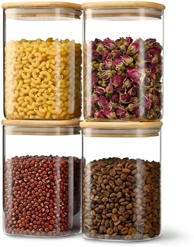 37oz/1.2Qt/1100ml Square Glass Storage Containers with Lids 4-Pack