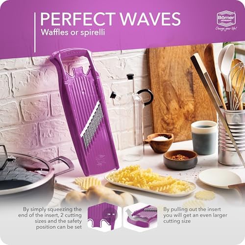 Börner by Reston Lloyd Wave-Waffle Power Line • Crinkle Cut/Spirelli Vegetable Slicer • Slicer for Wave Waffle Cut Style • Multiple Thickness Options • Made in Germany, Purple - Image 5